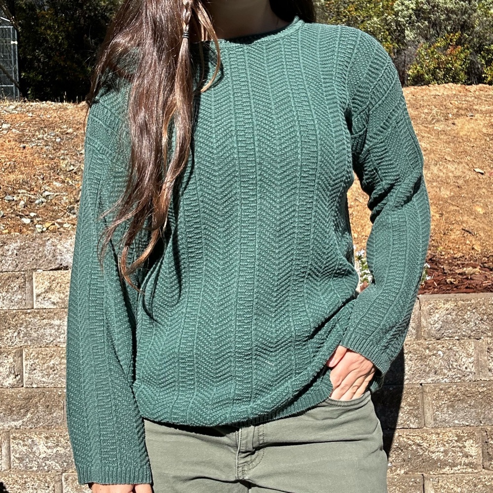 Women's Green Cable Knit Sweater